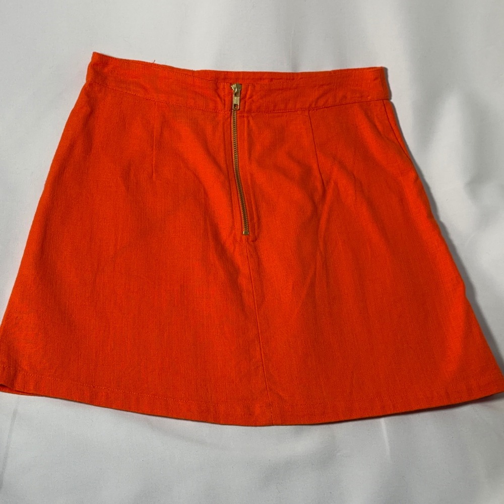 Topshop Mini Skirt Women 4 Orange A-Line Cotton Pocket Mod Summer Moto Y2K Retro - Picture 2 of 10